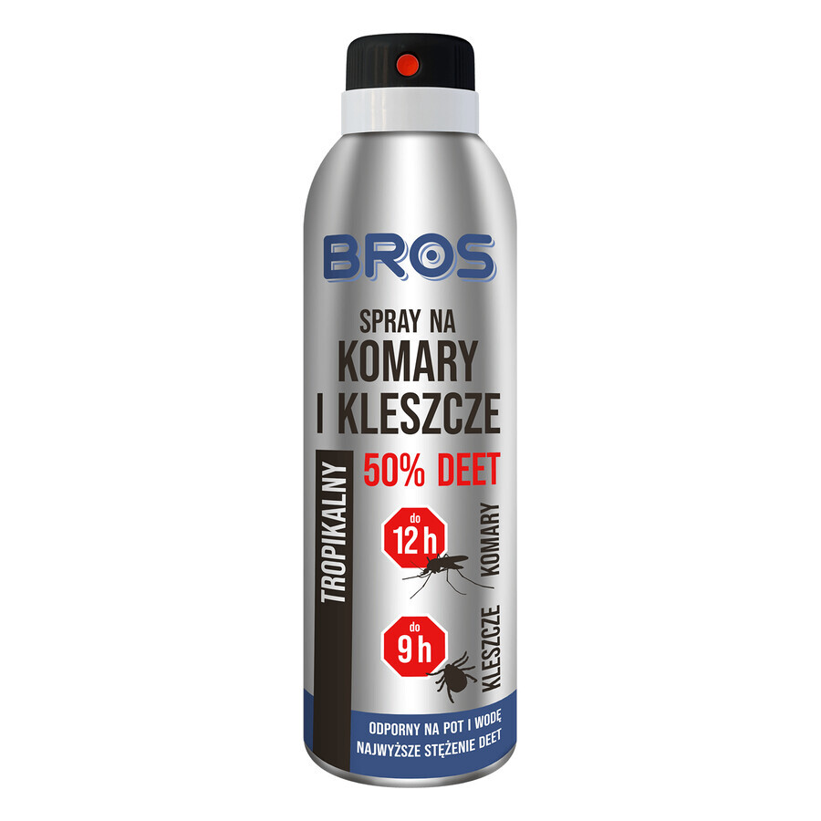 Bros, Mücken- und Zeckenspray, DEET 50%, 180 ml