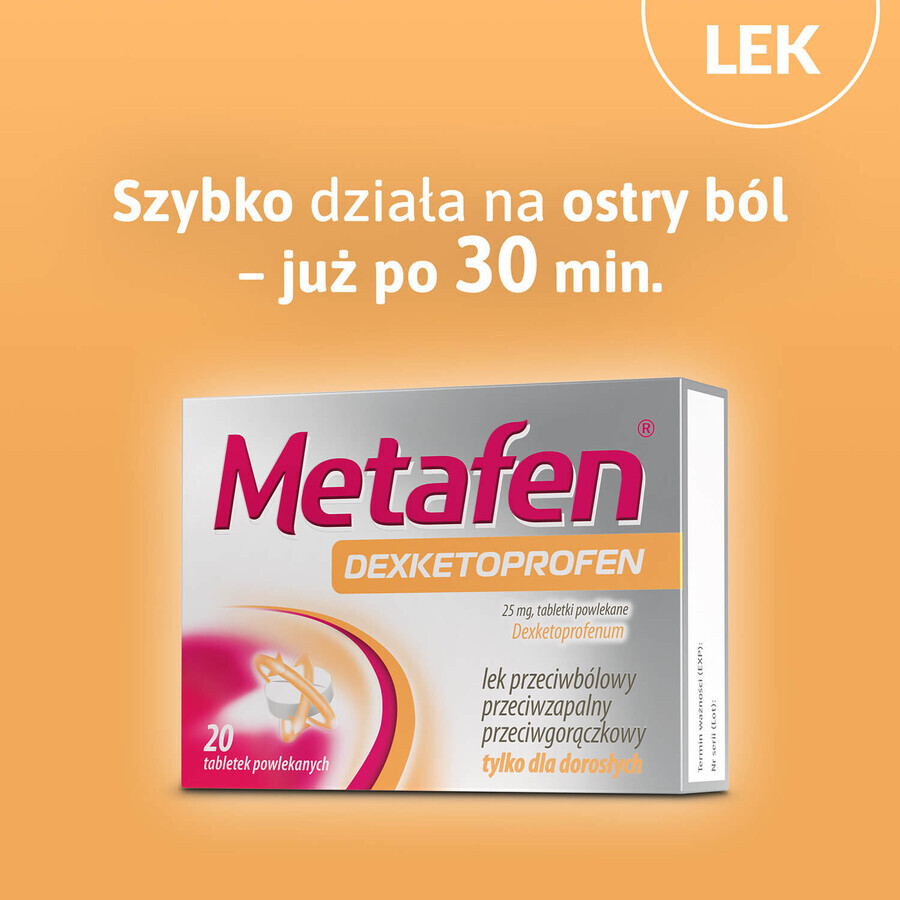 Metafen Dexketoprofen 25 mg, 20 filmomhulde tabletten