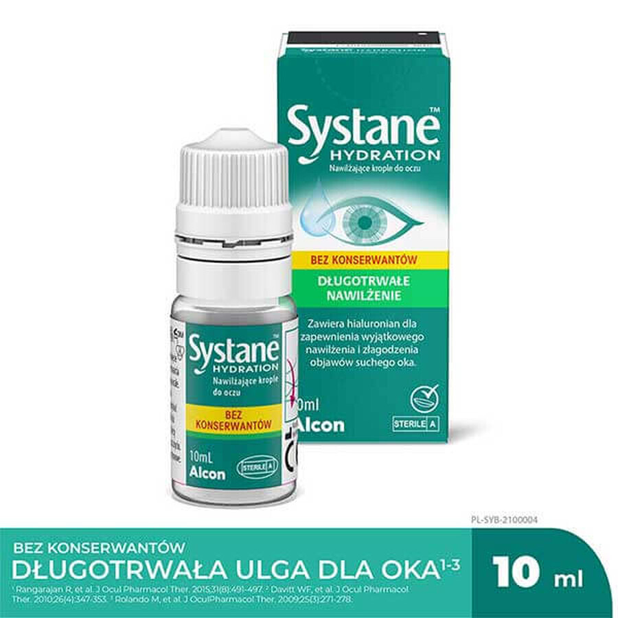 Systane Hydration, hydrating eye drops, preservative free, 10 ml