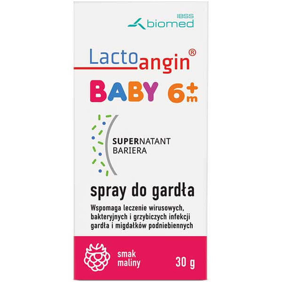 Lactoangin Baby, spray pentru gât, aromă de zmeură, peste 6 luni, 30 g