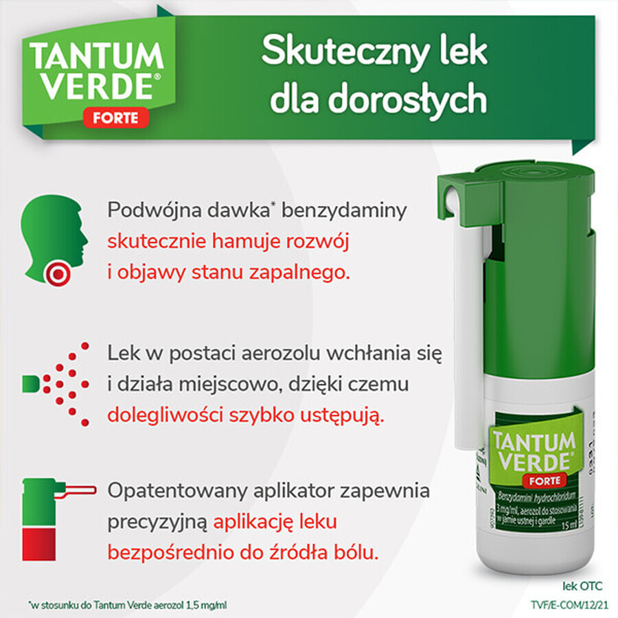 Tantum Verde Forte 3 mg/ml, mouth and throat spray, 15 ml