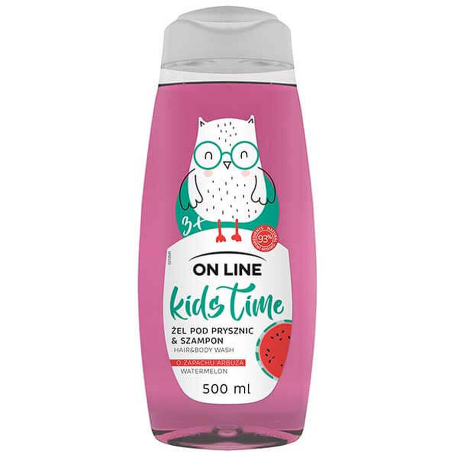 On Line Kids Time, Duschgel und Shampoo 2-in-1 mit Wassermelonenduft, ab 3 Jahren, 500 ml