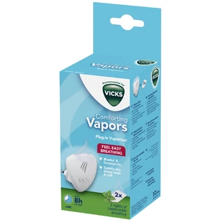 Vicks Comforting Vapors, difusor de aceite de contacto + 2 recargas, aroma a menta