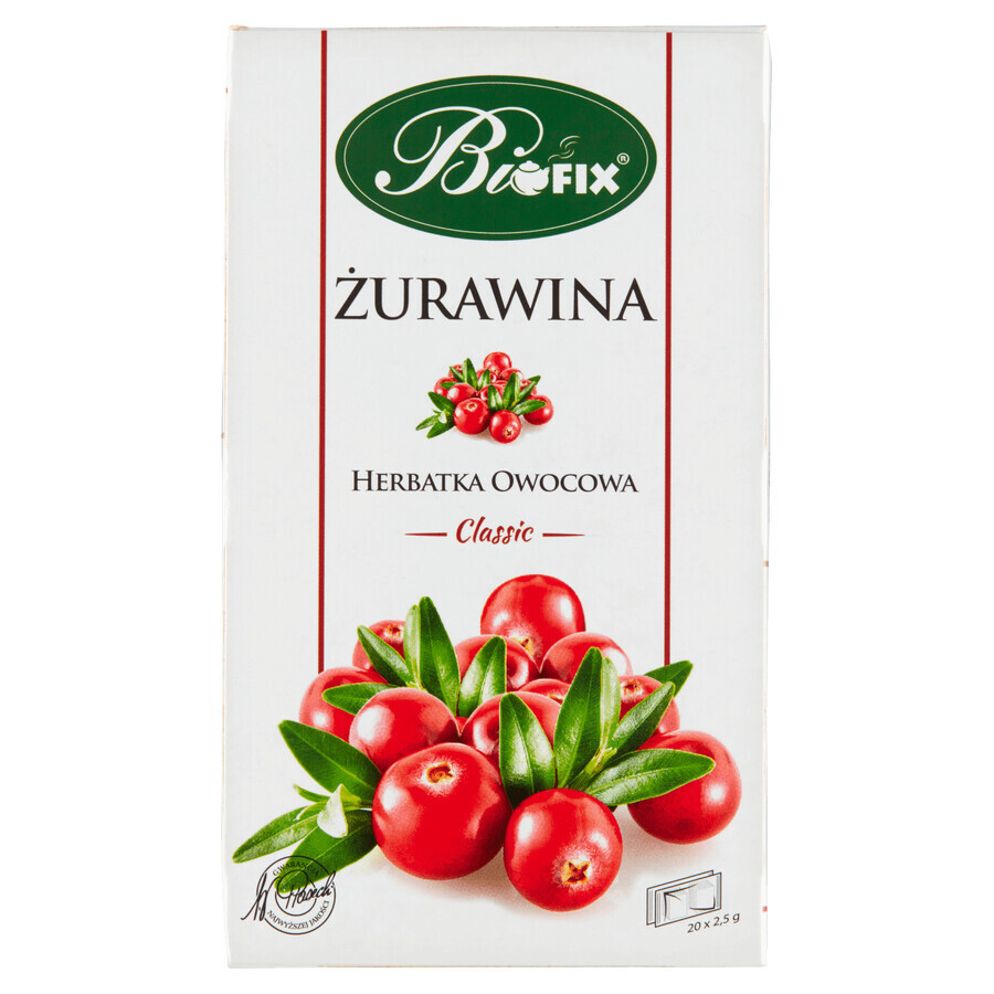 Bi Fix Classic, merișor, ceai de fructe, 2,5 g x 20 pliculețe