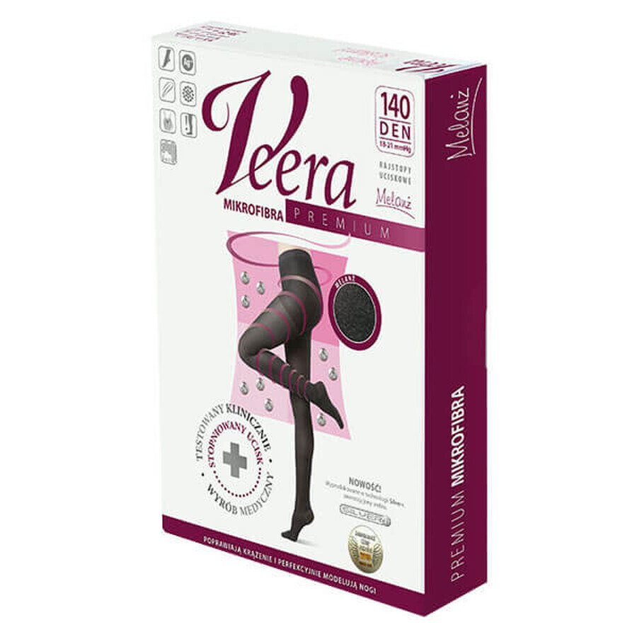 Veera Premium Microfiber Compression Tights, 140 Den, Size 5, Melange