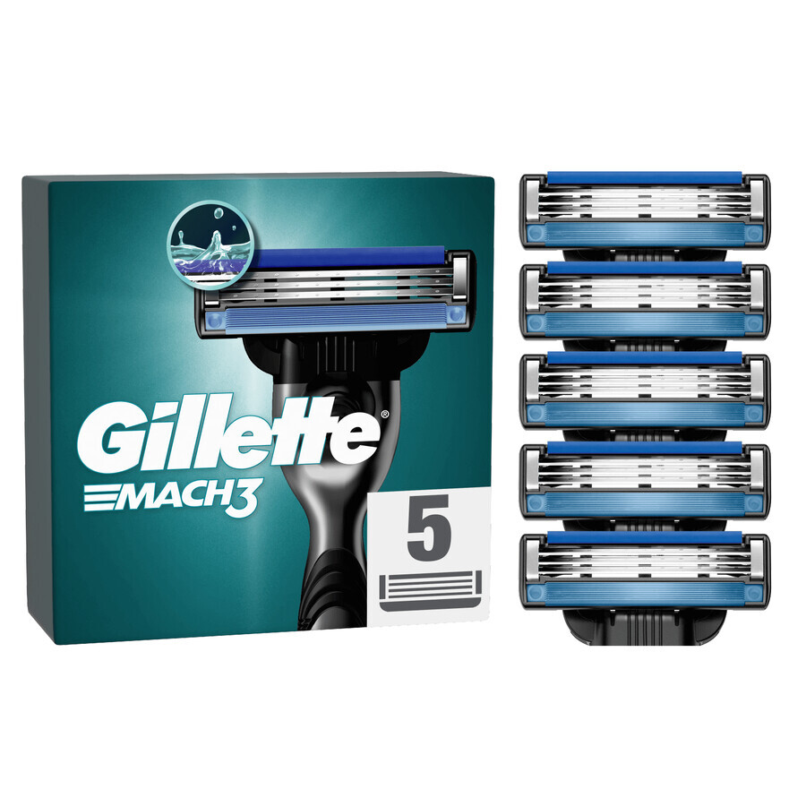 Gillette Mach 3, replacement cartridges, 5 pieces