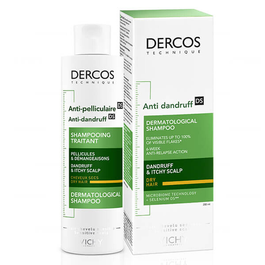 Vichy Dercos Anti Dandruff DS, șampon anti-mătreață, păr uscat, 200 ml