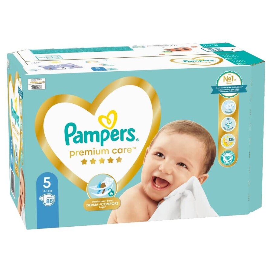 Pampers Premium Care, pannolini taglia 5, 11-16 kg, 88 pz.