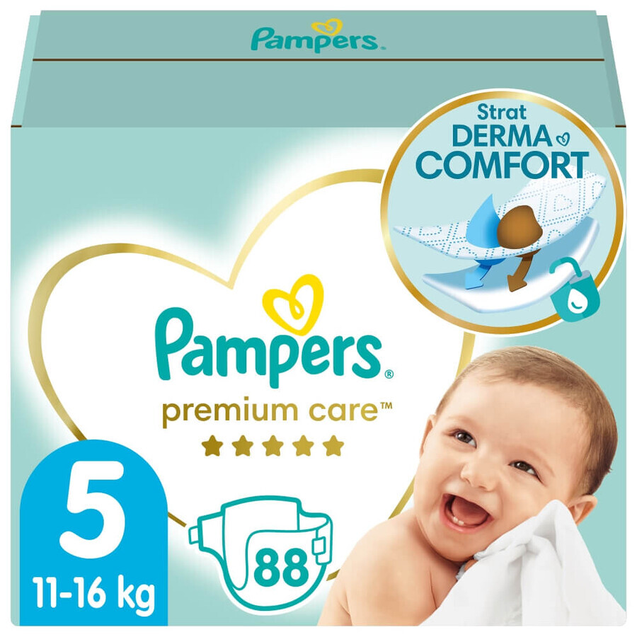 Pampers Premium Care, pannolini taglia 5, 11-16 kg, 88 pz.