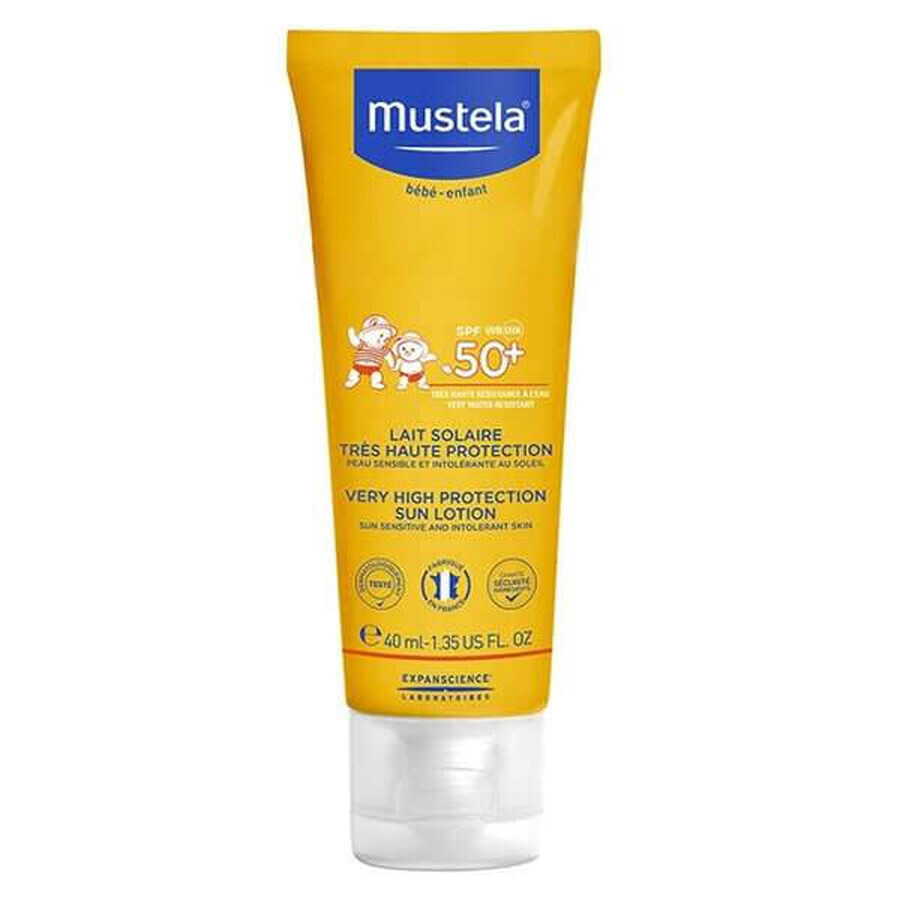 Mustela Sun set, Baby on the go - peau à tendance atopique, lait solaire, SPF 50, 40 ml + Stelatopia, crème visage, 40 ml