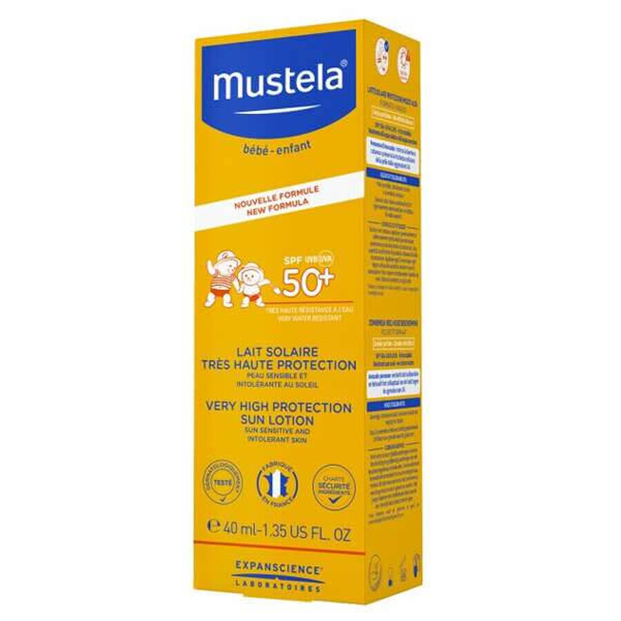 Mustela Sun set, Baby on the go - peau à tendance atopique, lait solaire, SPF 50, 40 ml + Stelatopia, crème visage, 40 ml