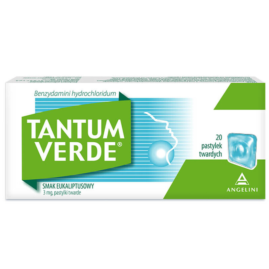 Tantum Verde 3 mg, eucalyptus flavor, 20 hard tablets