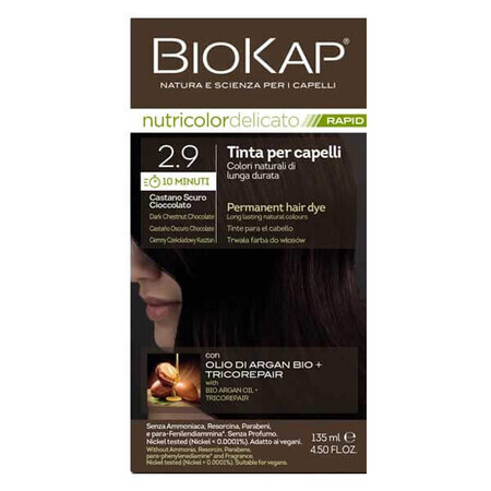 Biokap Nutricolor Delicato Rapid, haarkleuring, 2.9 donkere chocolade kastanje, 135 ml