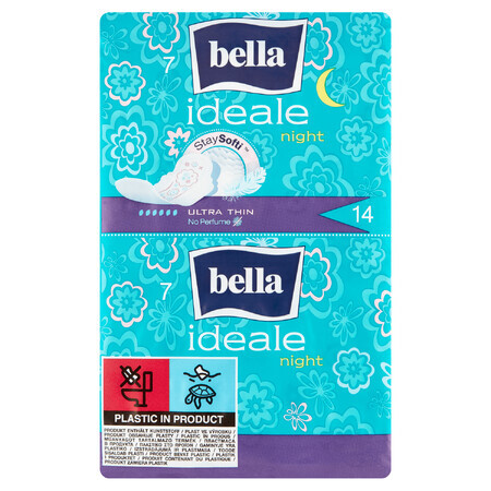 Bella Ideale, StaySofti serviettes hygiéniques avec ailettes, ultrafines, Nuit, 14 pièces