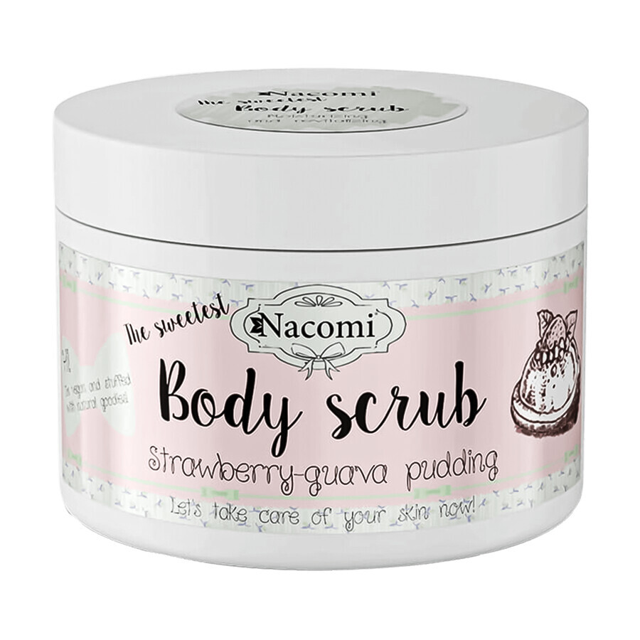 Nacomi, scrub natural cu zahăr pentru corp, budincă de căpșuni, 200 g