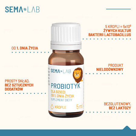 SEMA Lab Probiotic für Kinder ab Tag 1, Tropfen, 5 ml