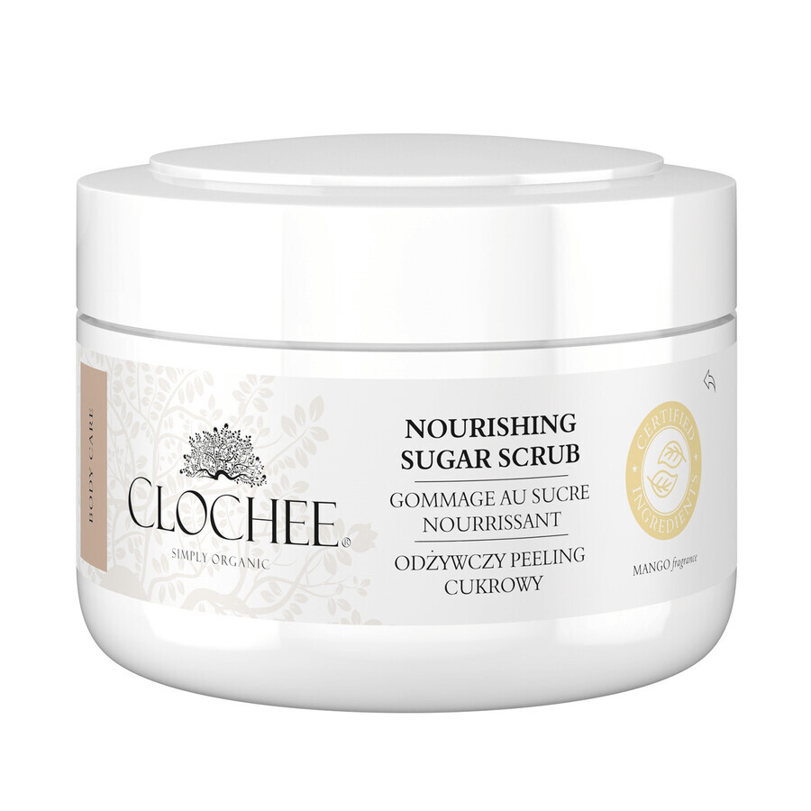 Clochee Simply Organic, nourishing scrub with sugar, mango, 250 ml