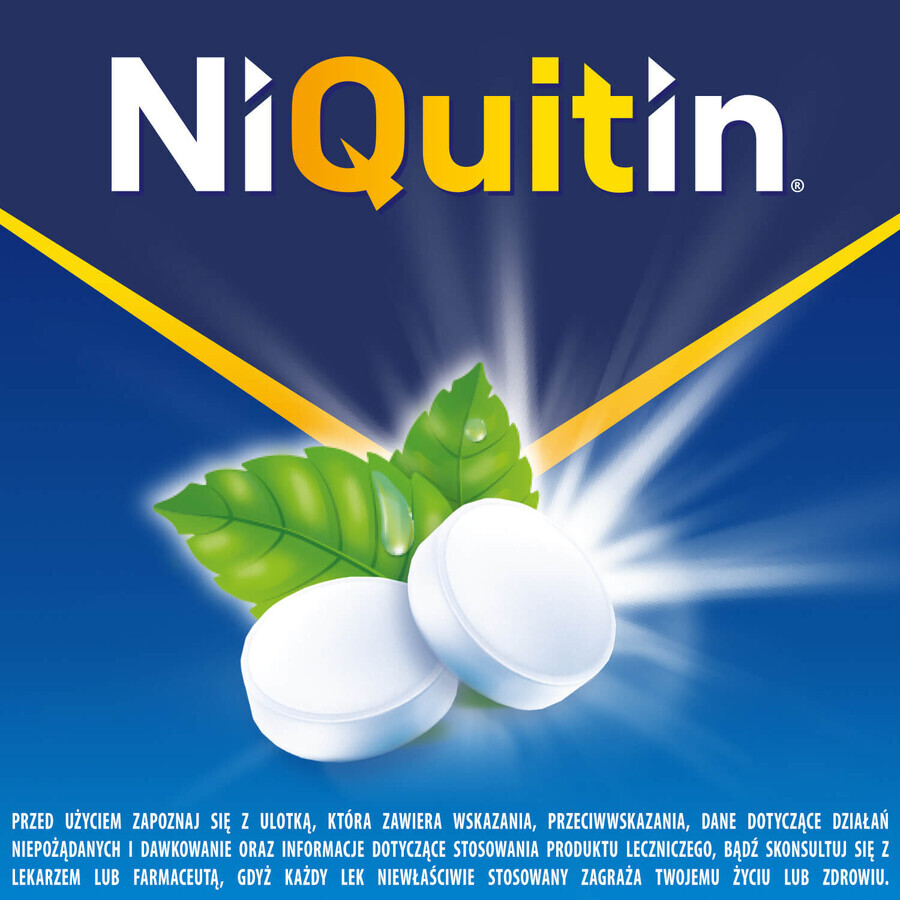 NiQuitin 2 mg, arôme menthe poivrée, 72 pastilles