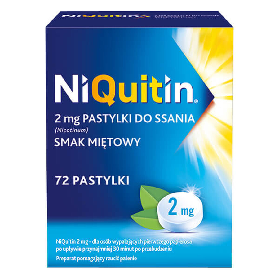 NiQuitin 2 mg, arôme menthe poivrée, 72 pastilles