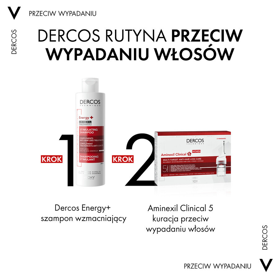 Vichy Dercos Aminexil Clinical 5, Haarausfallbehandlung für Frauen, 6 ml x 21 Ampullen