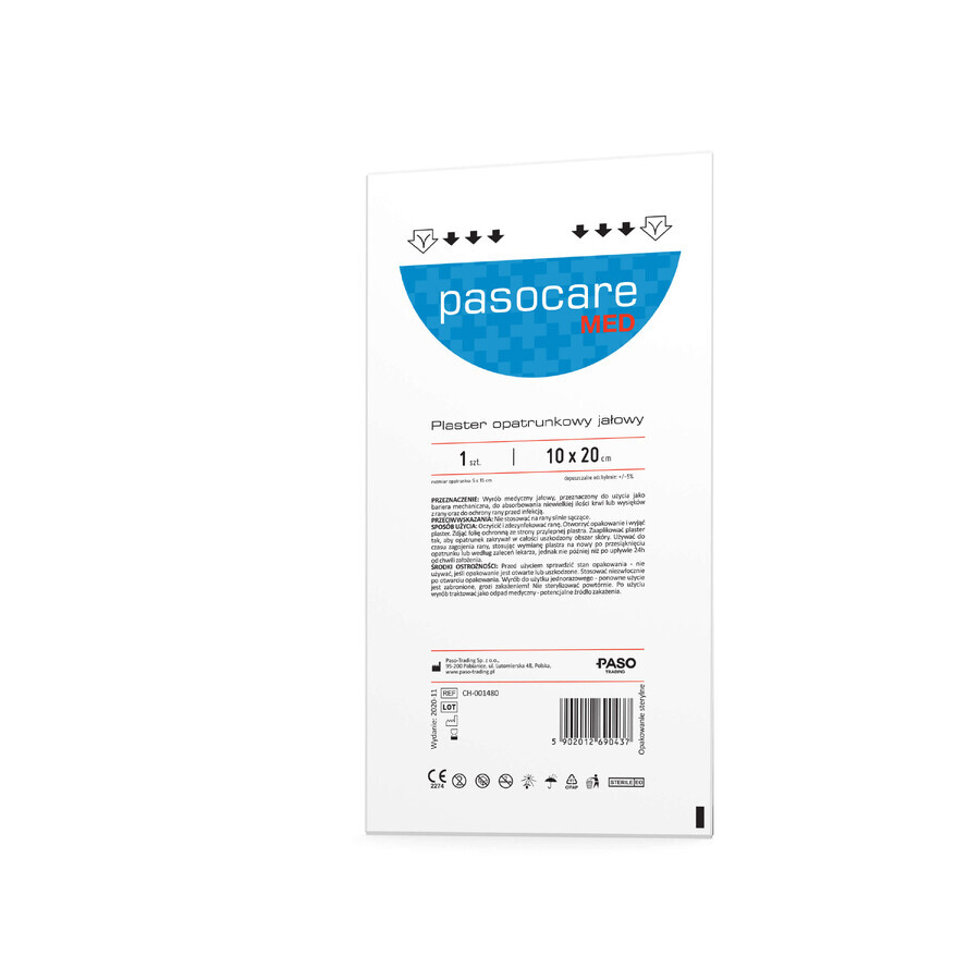 Pasocare Med, Verbandpflaster, steril, 10 cm x 20 cm, 1 Stück