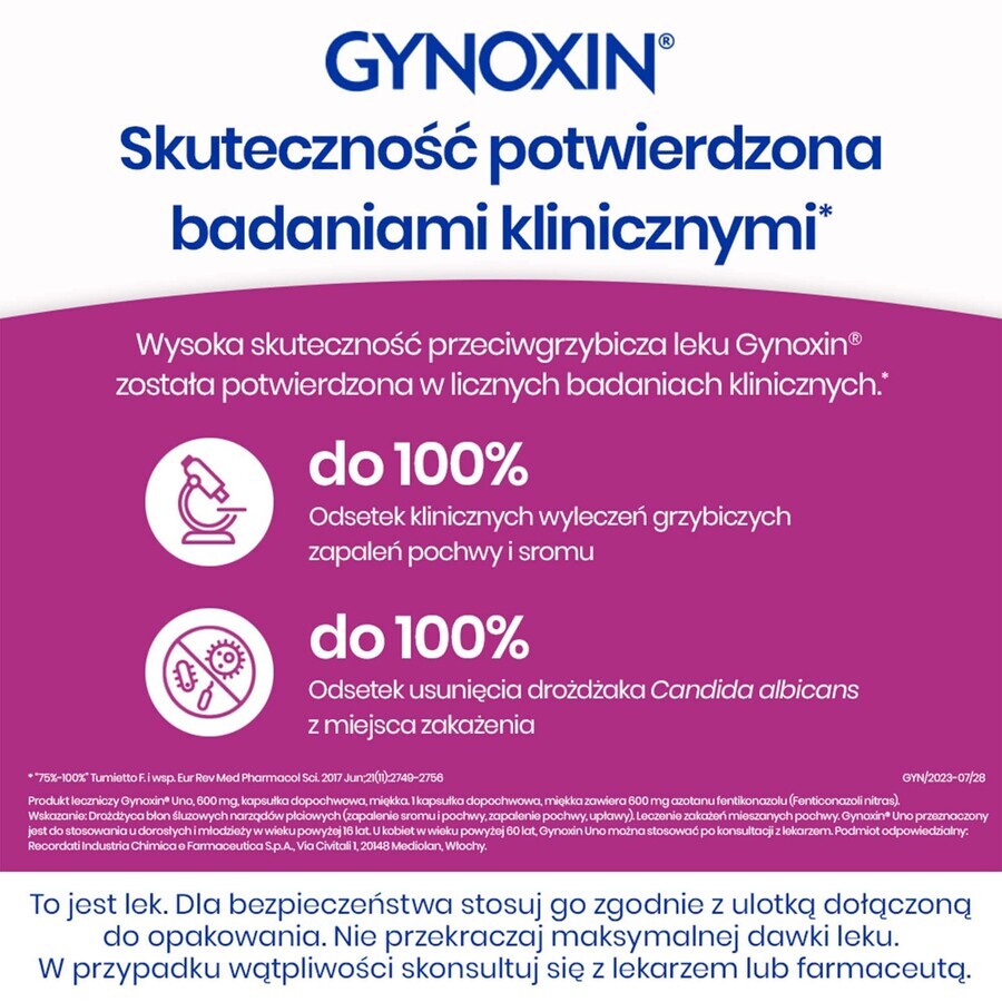 Gynoxin Uno 600 mg, 1 soft vaginal capsule