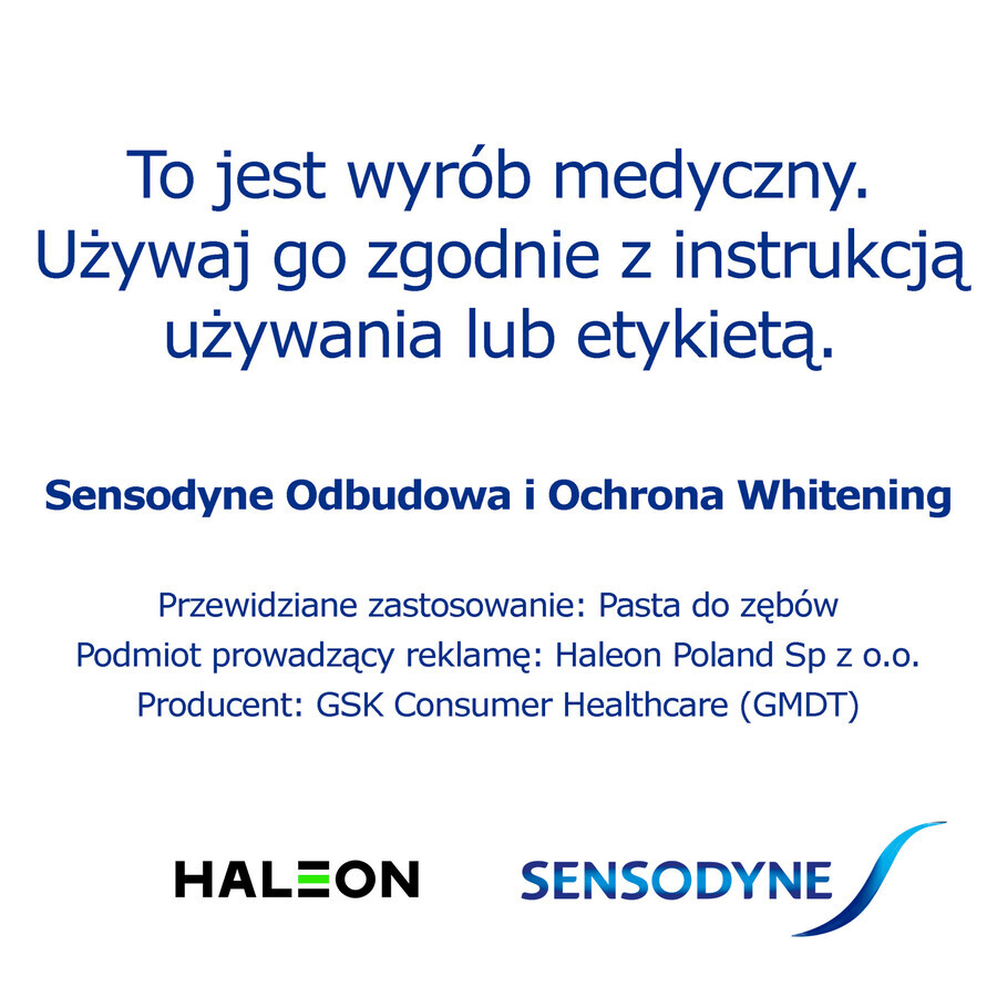 Sensodyne Restoration and Protection Whitening, whitening toothpaste for hypersensitive teeth, 75 ml