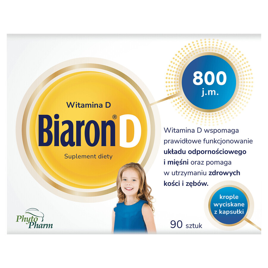 Biaron D, vitamine D 800 IU, 90 gélules détachables