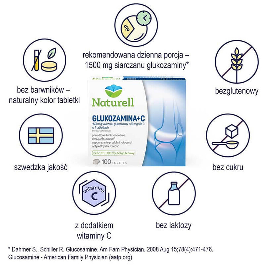 Naturell Glucosamine + C, 100 comprimés