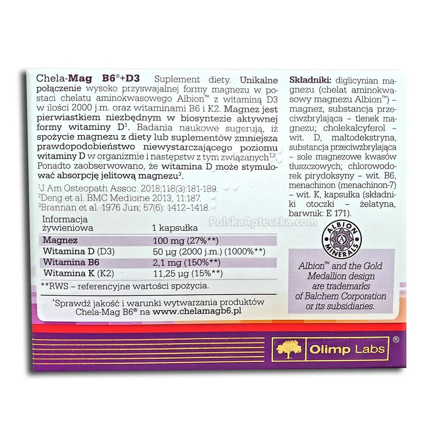 Olimp Chela-Mag B6 + D3, 30 capsules