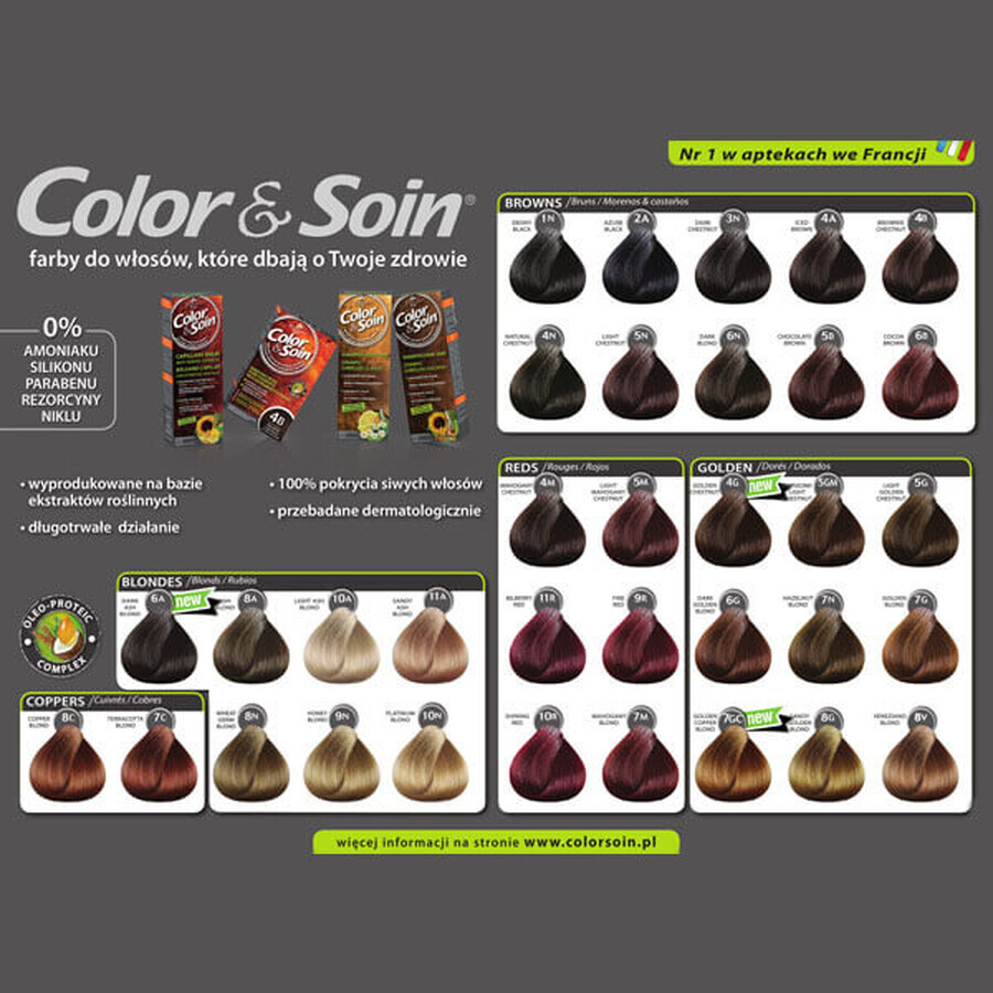 Color&amp;Soin, Haarfärbemittel, 4 g, Haselnuss, 135 ml