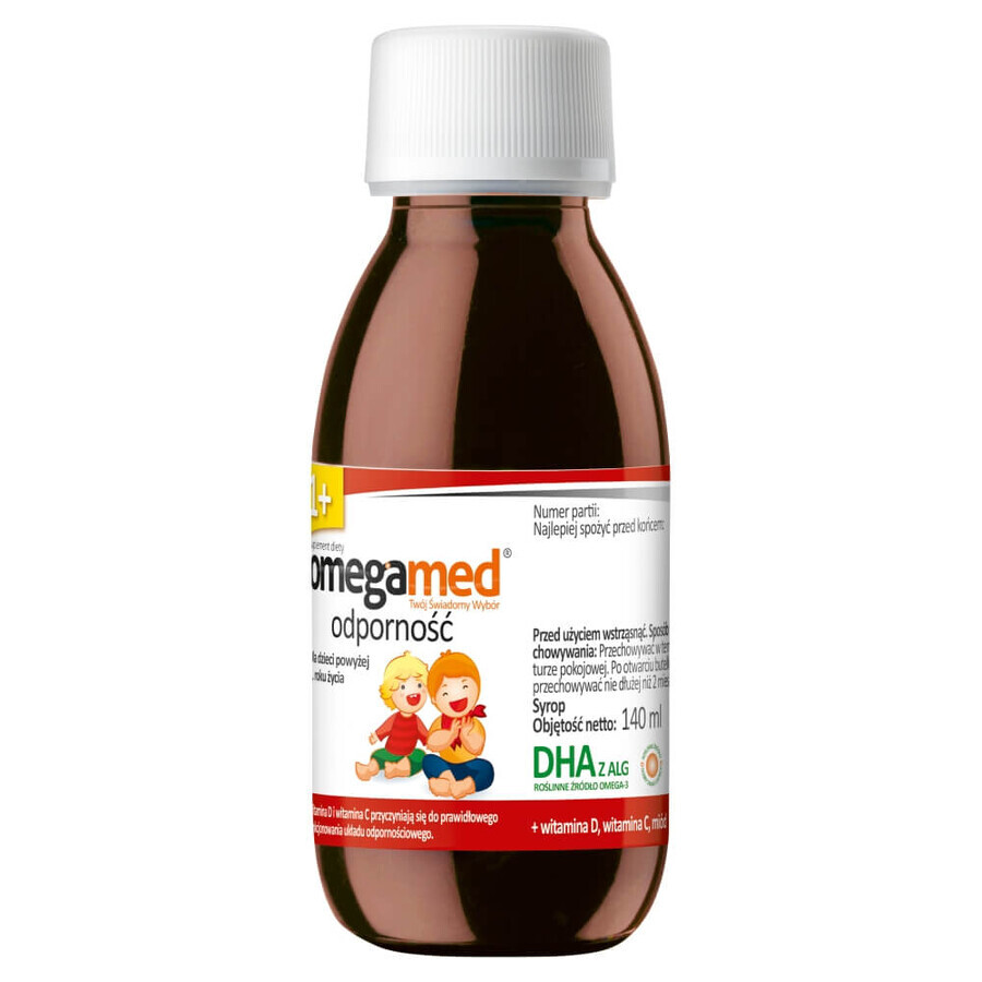 Omegamed Immunity DHA, Sirup für Kinder ab 1 Jahr, Orangengeschmack, 140 ml VERUNREINIGTE VERPACKUNG