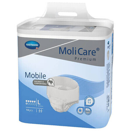 MoliCare Premium Mobile, luiers, maat L, 100-150 cm, 6 druppels, 14 st.