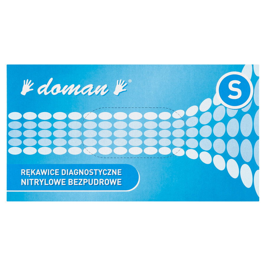 Doman, Nitril-Handschuhe, unsteril, puderfrei, blau, Größe S, 100 Stück