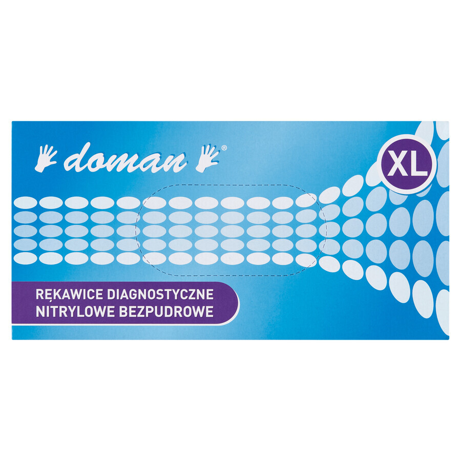 Doman, guanti in nitrile, non sterili, senza polvere, blu, taglia XL, 100 pezzi