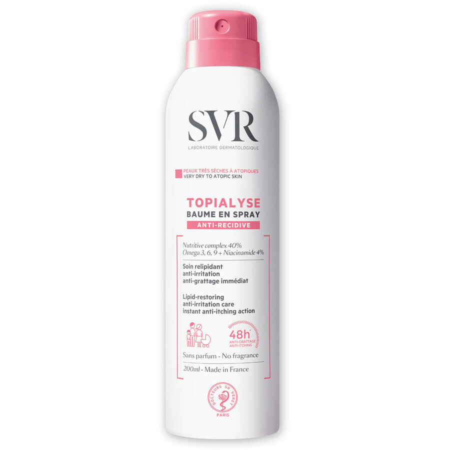 SVR Topialyse Baume en Spray, regenerierende Sprühlotion für trockene und atopische Haut, 200 ml