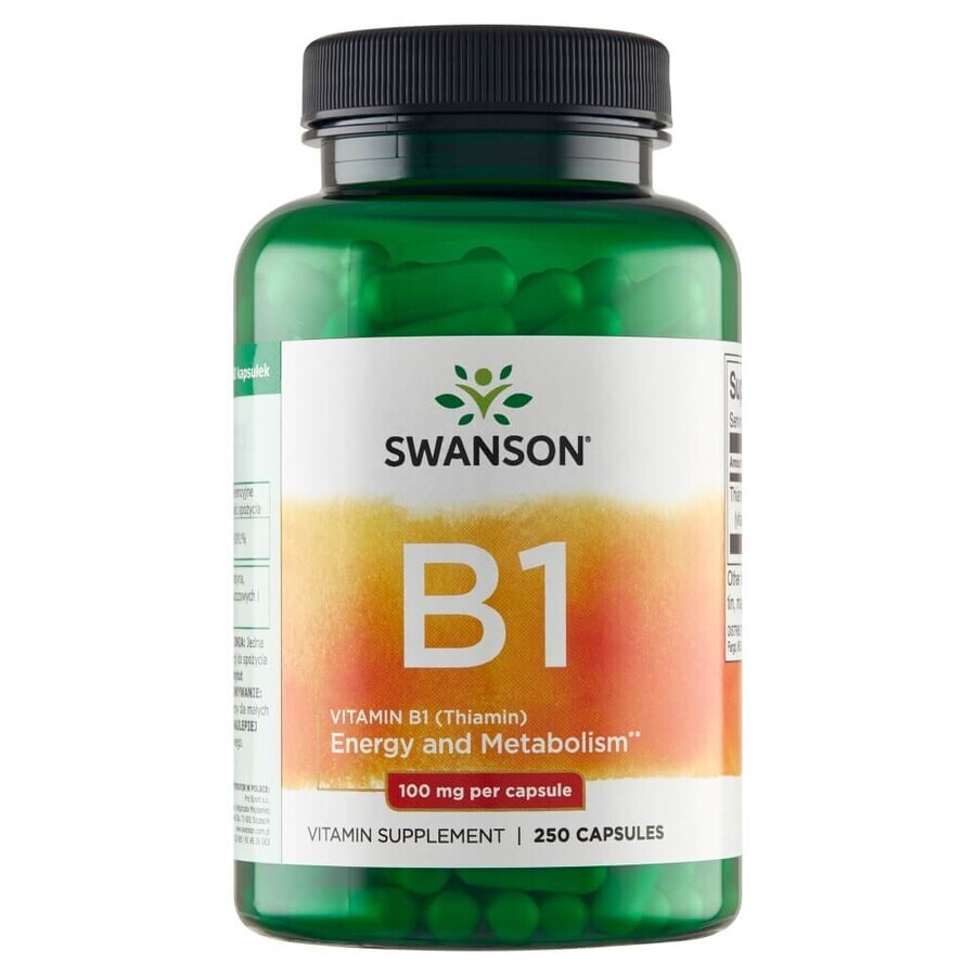 Swanson B1, thiamine 100 mg, 250 capsules