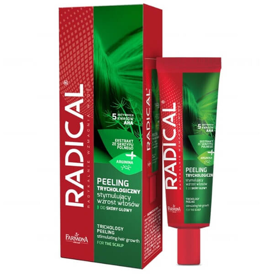 Farmona Radical, peeling tricológico que estimula el crecimiento del cabello, cuero cabelludo, 75 ml