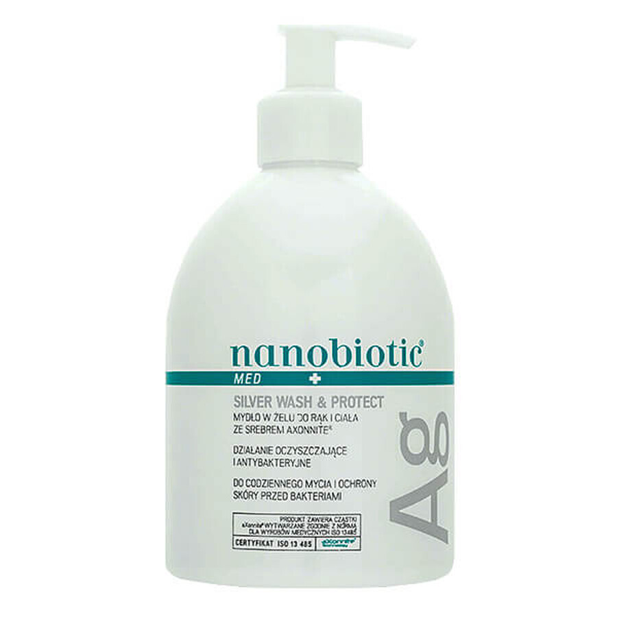 Nanobiotic Med Plus Silver Wash &amp; Protect, Hand- und Körpergelseife, 500 ml