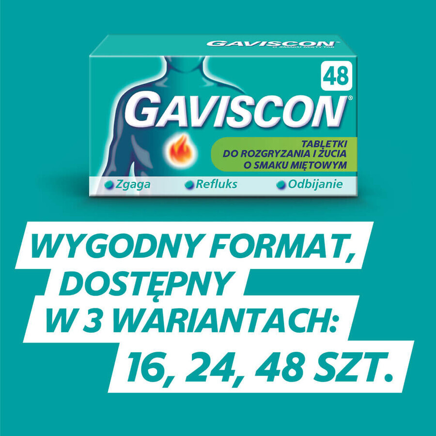 Gaviscon Tab mit Minzgeschmack 250 mg + 133,5 mg + 80 mg, 24 Kautabletten