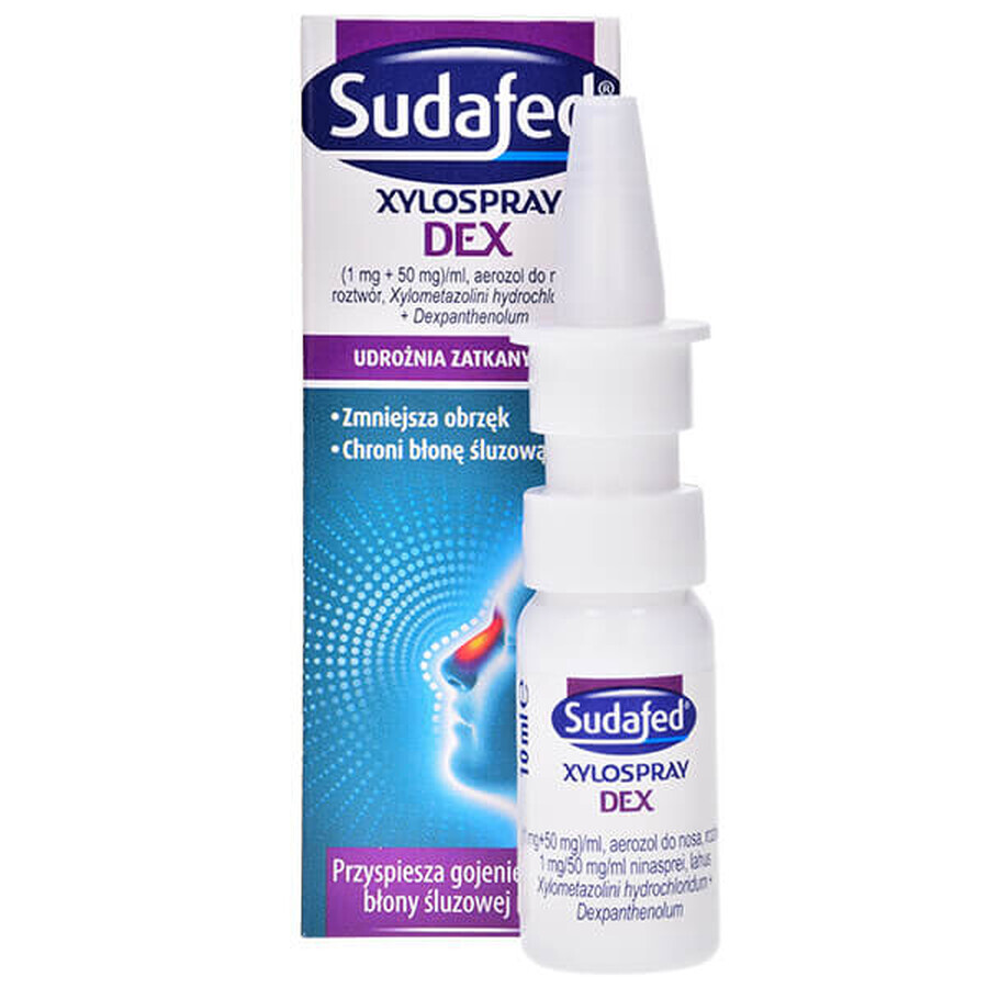 Sudafed XyloSpray DEX (1 mg + 50 mg)/ ml, neusspray voor kinderen vanaf 6 jaar en volwassenen, 10 ml