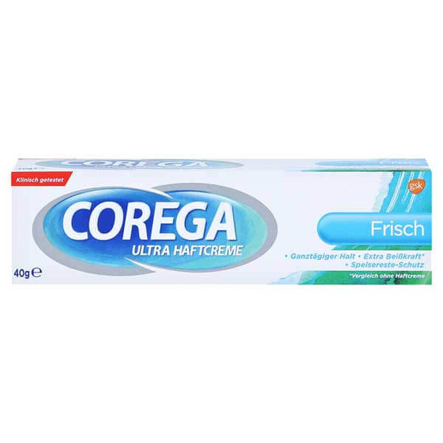 Corega Frisch, Fixiercreme für Zahnprothesen, stark minzig, 40 g