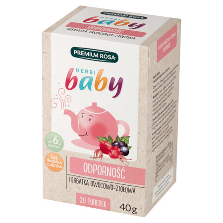 Premium Rosa Herbi Baby Immunität, ein Tee für Babys und Kinder ab 6 Monaten, 20 Portionsbeutel