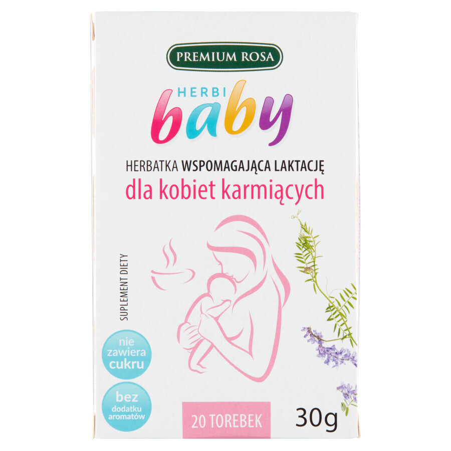 Premium Rosa Herbi Baby, Tee zur Unterstützung der Laktation, 20 Beutel