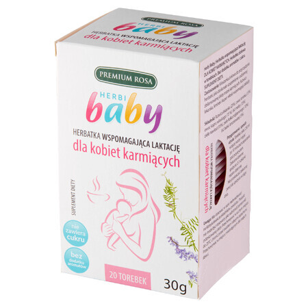 Premium Rosa Herbi Baby, Tee zur Unterstützung der Laktation, 20 Beutel