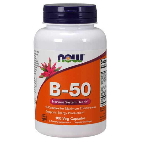 Now Foods B-50, B-Vitamin-Komplex, 100 Kapseln