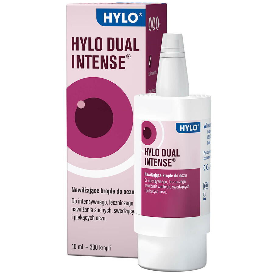 Hylo Dual Intense, feuchtigkeitsspendende Augentropfen mit Ectoin, konservierungsmittelfrei, 10 ml