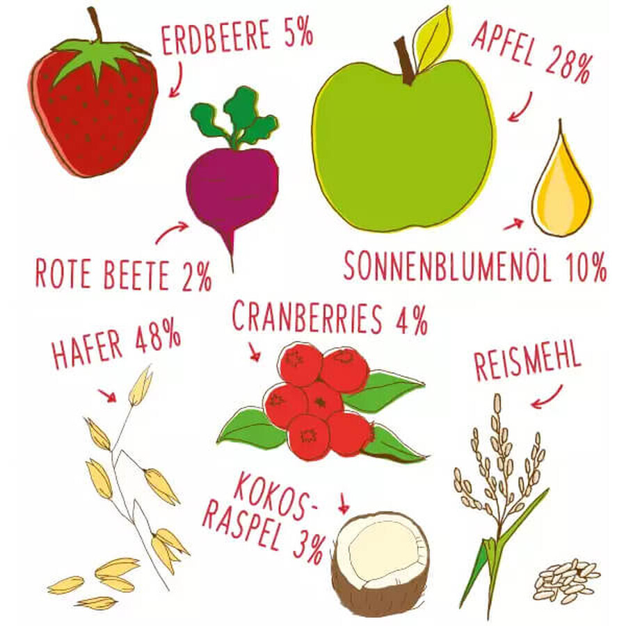 Fruchtbar Bio Müsliriegel, Erdbeere, Apfel, Hafer, nach 12 Monaten, 6 x 23 g