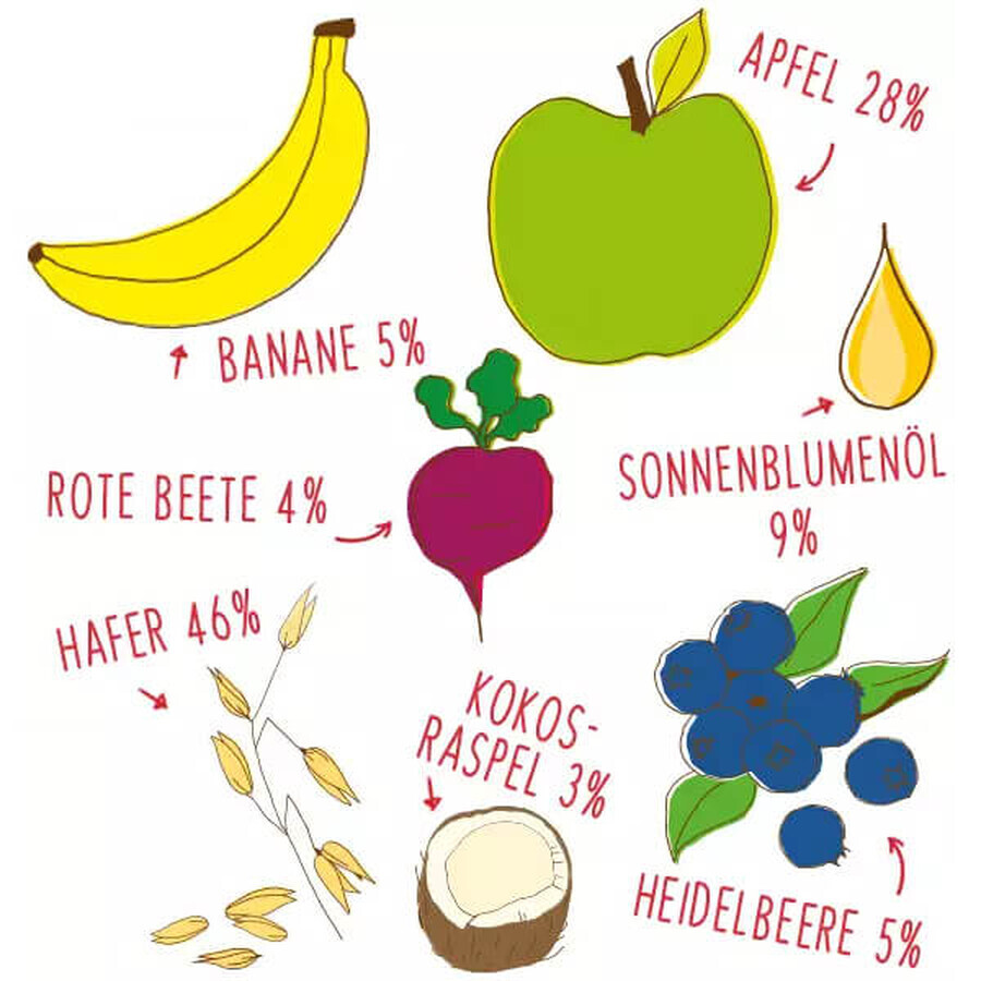 Fruchtbar Bio Müsliriegel, Heidelbeere, Banane, Hafer, nach 12 Monaten, 6 x 23 g