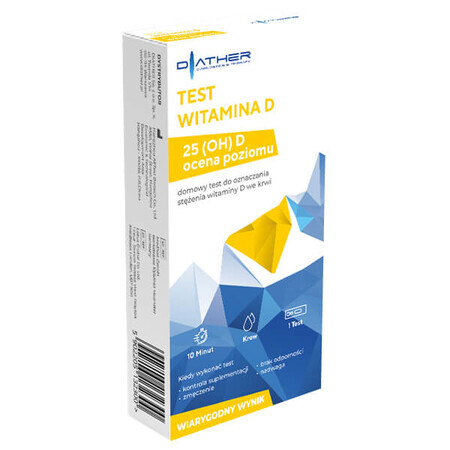 Diather Test Vitamin D, Heimtest zur Bestimmung der Vitamin-D-Konzentration im Blut, 1 Stück 